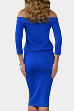 NEW FEELING Womens Blue Off The Shoulder Dresses