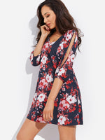OEM Ladies Navy Floral Dresses
