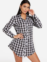 OEM Ladies Grid Shirt Dresses