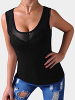 Wholesale Crew Neck Sleeveless Bodycon Hem Black Camis