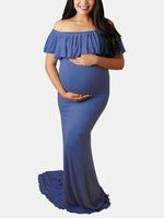 OEM Ladies Blue Off The Shoulder Dresses