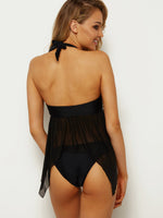 NEW FEELING Womens Black Tankinis