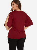NEW FEELING Womens Burgundy Plus Size Tops