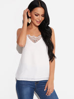 Wholesale V-Neck Plain Lace Sleeveless White Camis