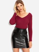 NEW FEELING Womens Burgundy T-Shirts