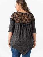NEW FEELING Womens Grey Plus Size Tops