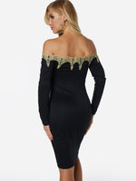 NEW FEELING Womens Black Off The Shoulder Dresses