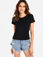 Wholesale Round Neck Plain Short Sleeve Black T-Shirts