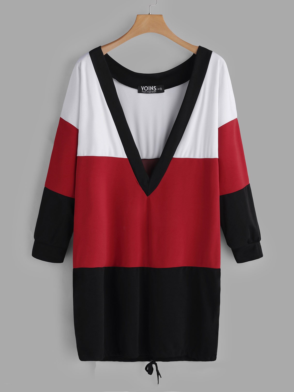 Wholesale Deep V Neck Long Sleeve Lace-Up Dresses