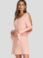 OEM Ladies Navy V-Neck Dresses