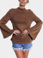 Wholesale Perkins Collar Plain Long Sleeve Top