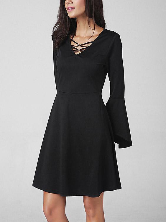 OEM Ladies Black Midi Dresses
