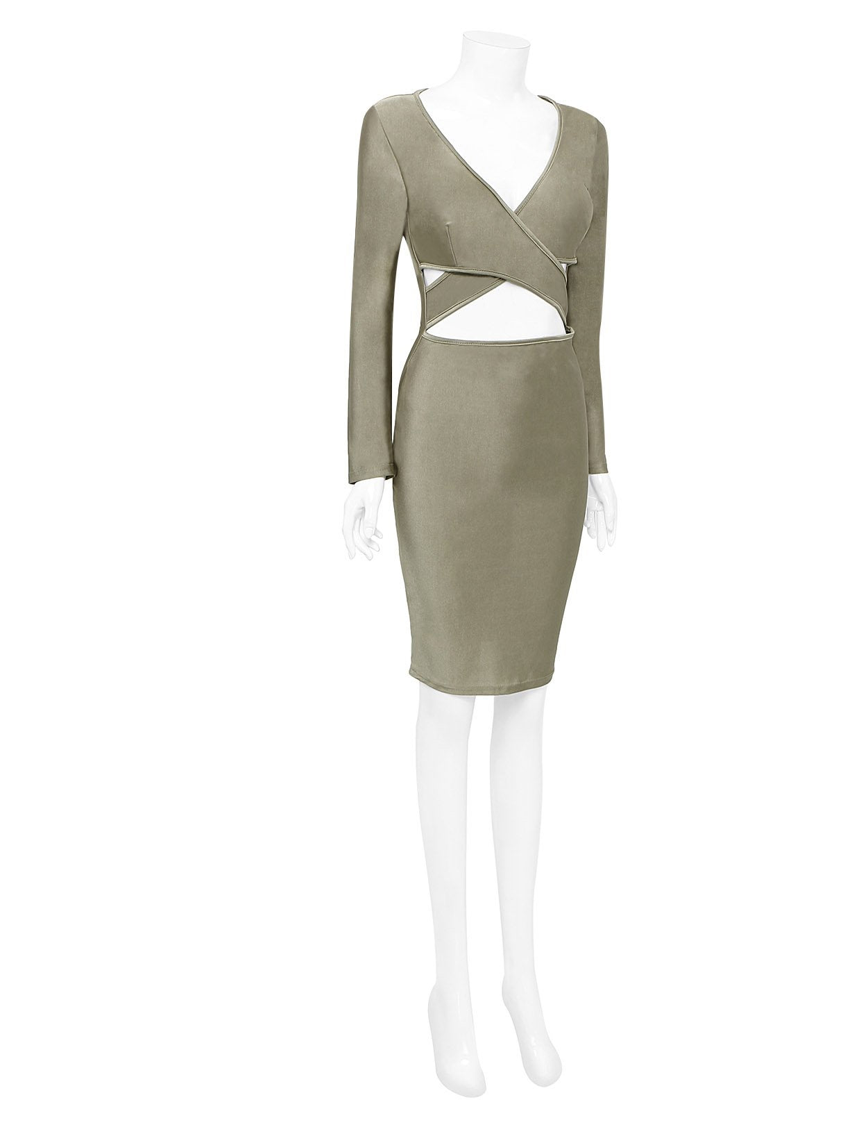 OEM Ladies Khaki Midi Dresses