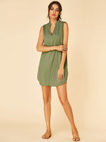 NEW FEELING Womens Green V-Neck Dresses