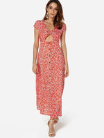 OEM Ladies Red V-Neck Dresses