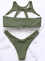 NEW FEELING Womens Green Bikinis