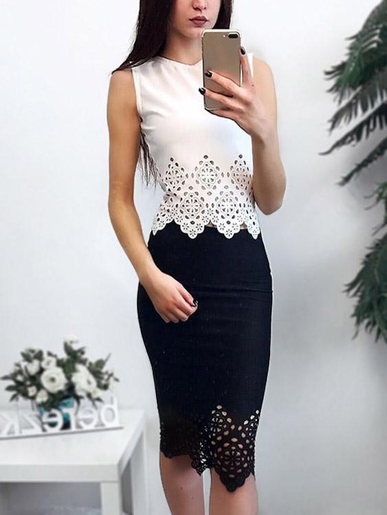 Wholesale Round Neck Plain Sleeveless Bodycon Hem White Camis