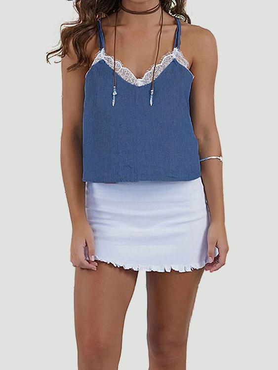 NEW FEELING Womens Blue Camis