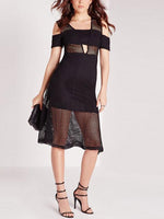 OEM Ladies Black Midi Dresses