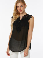 Wholesale Lace Lace-Up Sleeveless Black Tank Top