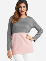 Wholesale Grey And Pink Colorblock Tee