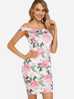 Wholesale White Off The Shoulder Floral Print Dress