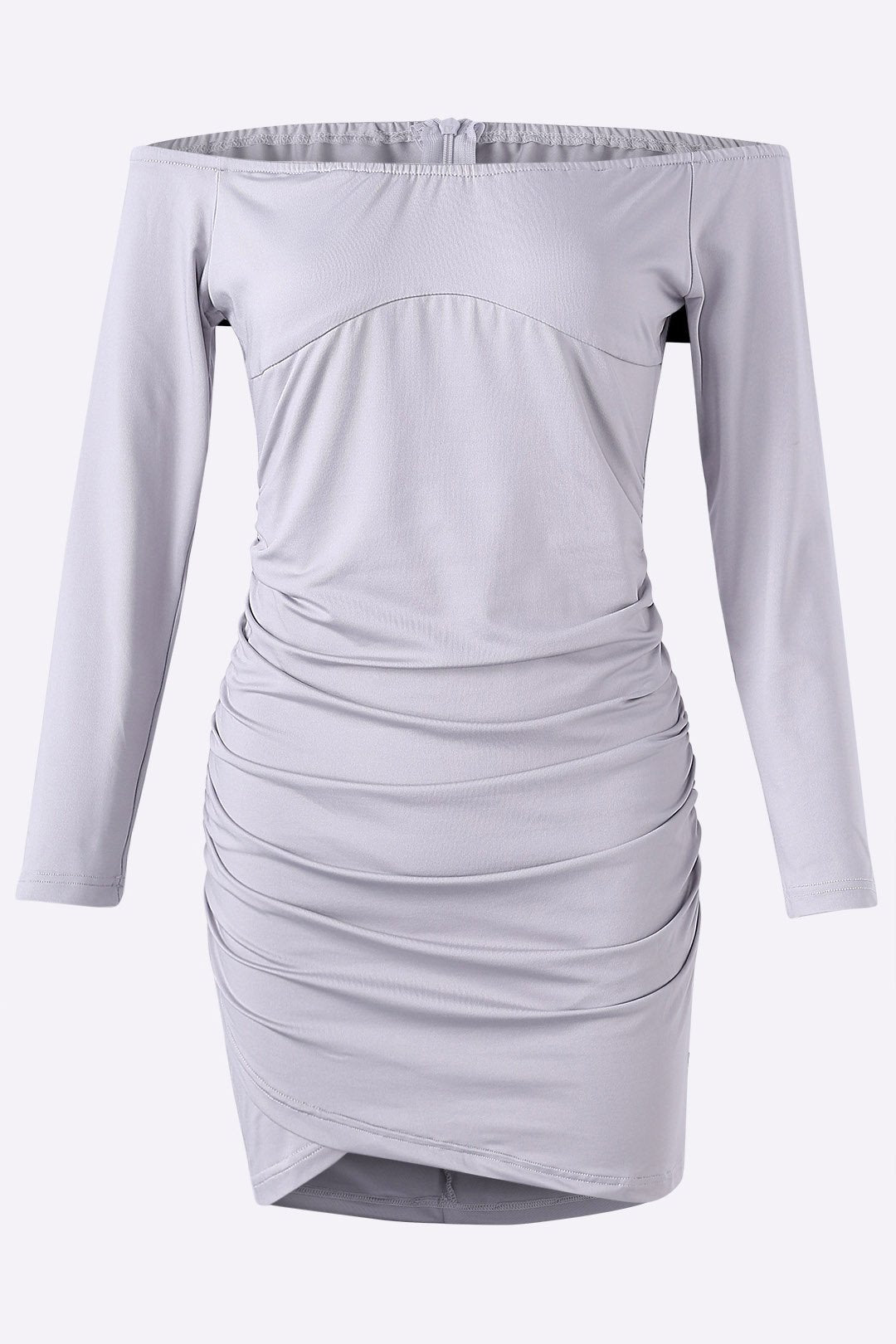 NEW FEELING Womens Grey Off The Shoulder Dresses