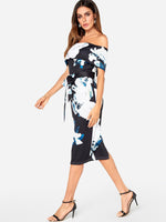 OEM Ladies Navy Floral Dresses