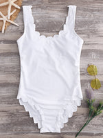 Wholesale Scoop Neck Tie-Up Sleeveless Ruffle Hem Bikinis