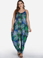 Wholesale Round Neck Floral Print Sleeveless Plus Size Bottoms