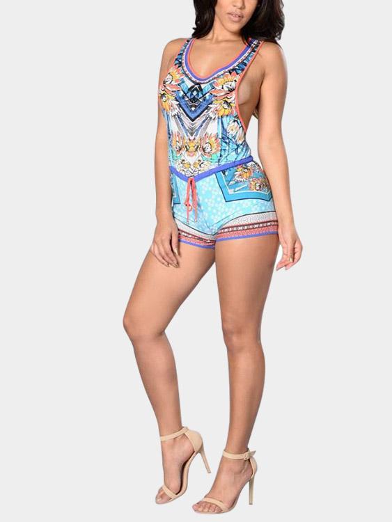 Wholesale Round Neck Sleeveless Playsuits