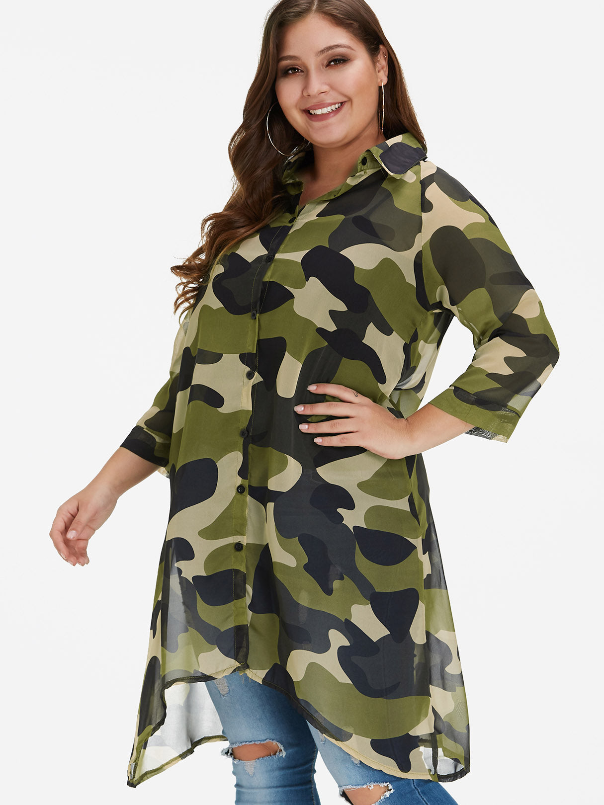 ODM Ladies 3/4 Sleeve Plus Size Tops