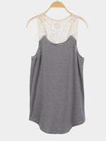 Wholesale Stripe Pattern Round Neck Crochet Lace Tank Top