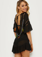 NEW FEELING Womens Black Cover-Ups