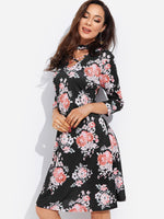 OEM Ladies Black Floral Dresses