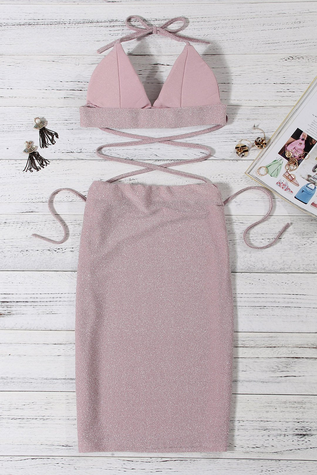 OEM Ladies Pink Two Piece Outfits