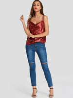 NEW FEELING Womens Burgundy Camis
