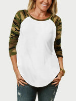 Wholesale Round Neck Camouflage Long Sleeve White T-Shirts