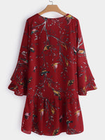 NEW FEELING Womens Red Floral Dresses
