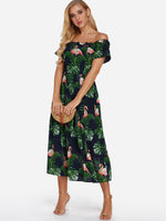 OEM Ladies Green Off The Shoulder Dresses