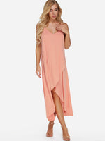 OEM Ladies Pink V-Neck Dresses