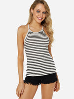Wholesale Halter Stripe Backless Sleeveless Camis