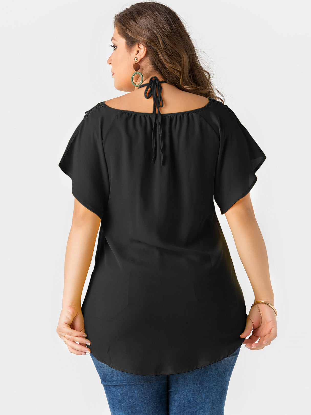 NEW FEELING Womens Black Plus Size Tops