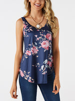 Wholesale Round Neck Floral Print Backless Sleeveless Camis