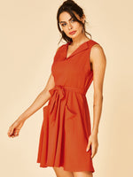 OEM Ladies Orange V-Neck Dresses