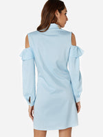 NEW FEELING Womens Sky Blue Shirt Dresses