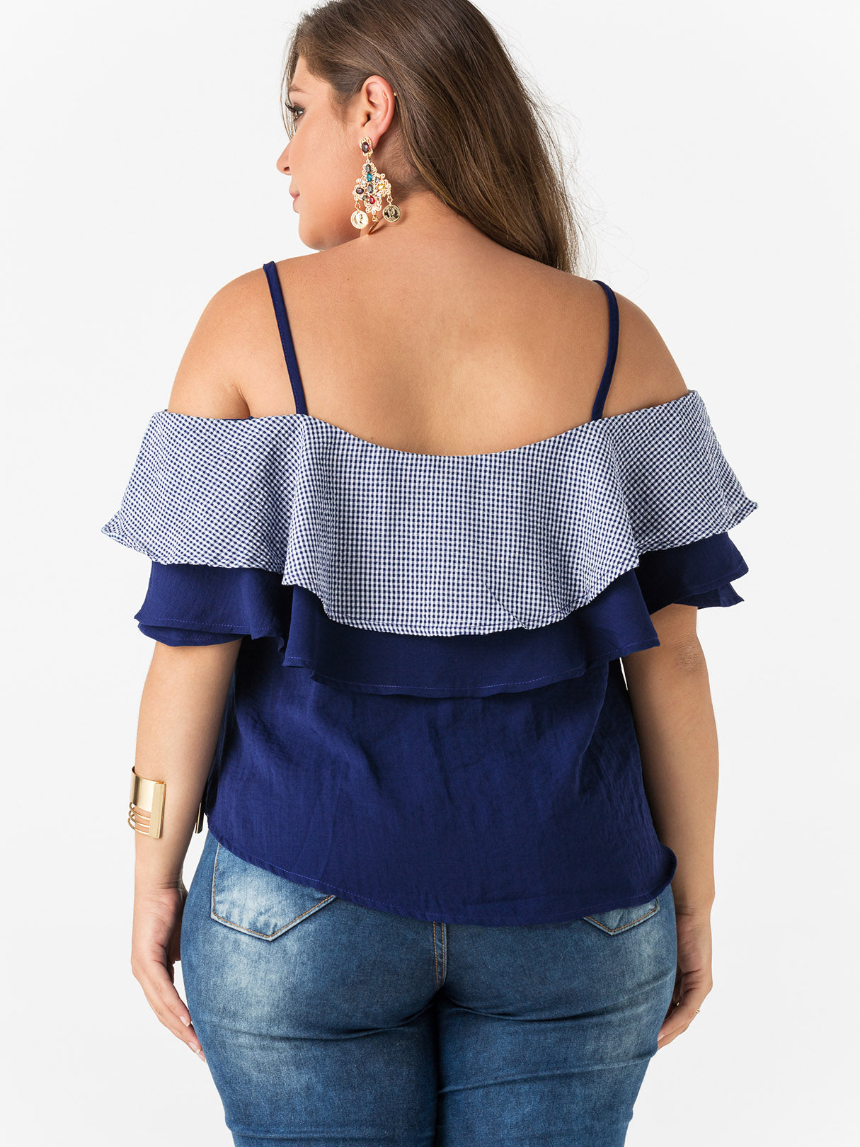 NEW FEELING Womens Dark Blue Plus Size Tops