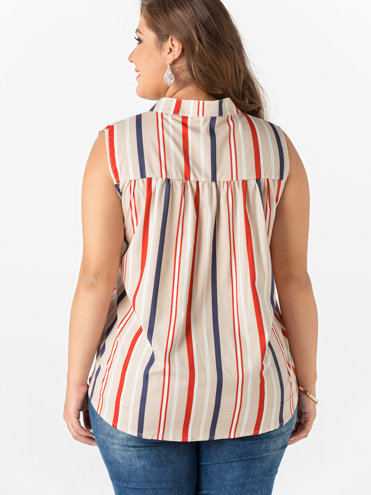 NEW FEELING Womens Striped Plus Size Tops