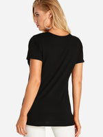 NEW FEELING Womens Black T-Shirts