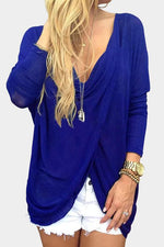 Wholesale Deep V-Neck Crossed Front Long Sleeve Top